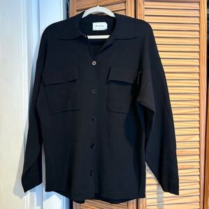 Aritzia Wilfred Free Ronnie Black Button-Up Shirt Jacket small